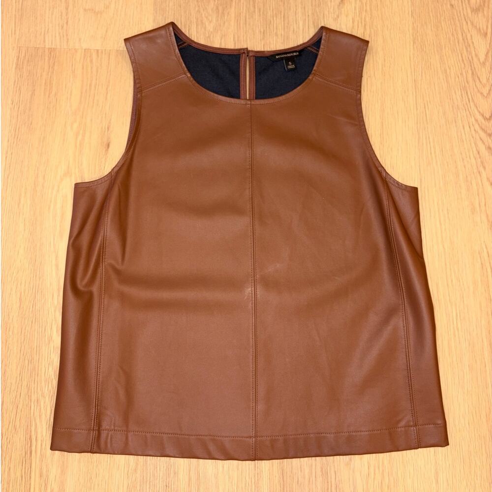 Banana Republic womens brown vegan leather tank size S
